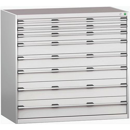 Dílenská zásuvková skříň Bott Cubio 200, 120 x 130 x 75 cm, 8 zásuvek, šedá-šedá