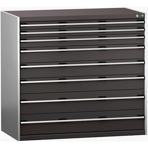 Dílenská zásuvková skříň Bott Cubio 200, 120 x 130 x 75 cm, 8 zásuvek, šedá-antracit