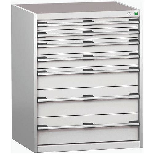 Dílenská zásuvková skříň Bott Cubio 200, 100 x 80 x 75 cm, 7 zásuvek, šedá-šedá