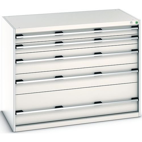 Dílenská zásuvková skříň Bott Cubio 200, 100 x 130 x 75 cm, 5 zásuvek, šedá-šedá