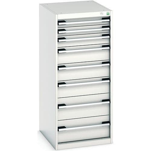 Dílenská zásuvková skříň Bott Cubio, 120 x 52,5 x 65 cm, 8 zásuvek, šedá-šedá