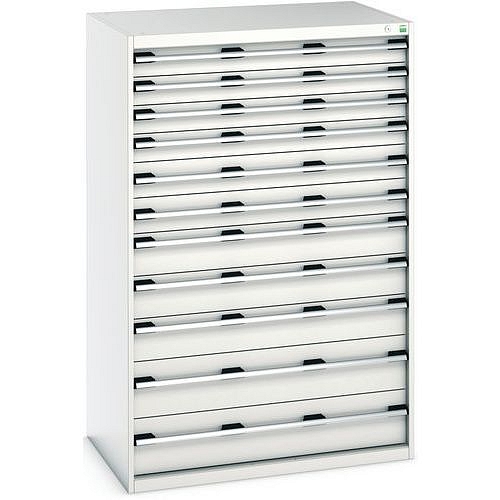 Dílenská zásuvková skříň Bott Cubio, 160 x 105 x 75 cm, 11 zásuvek, šedá-šedá