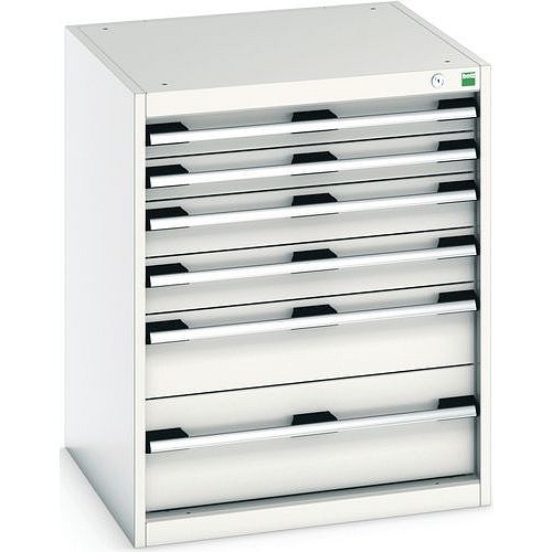 Dílenská zásuvková skříň Bott Cubio, 80 x 65 x 65 cm, 6 zásuvek, šedá-šedá