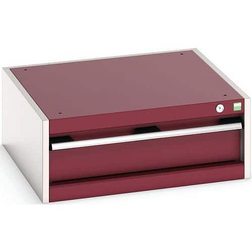 Dílenská zásuvková skříň Bott Cubio, 25 x 65 x 65 cm, 1 zásuvka, šedá-červená