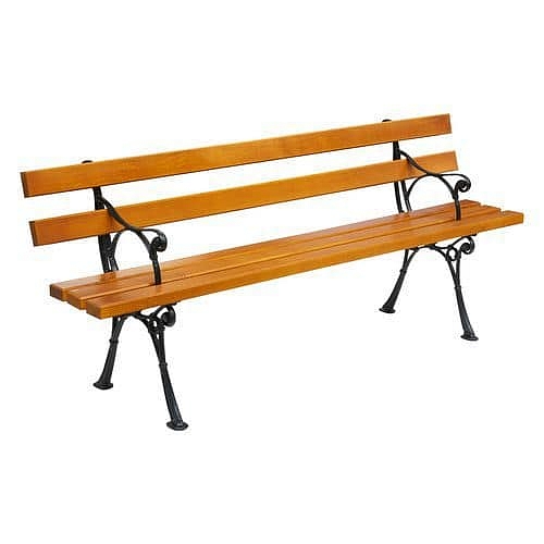 Parková lavička Oriental s opěradlem a područkami, rustikální dub