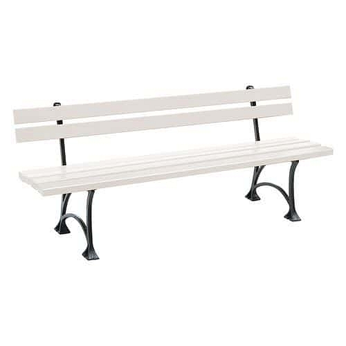 Parková lavička Global s opěradlem, bílá