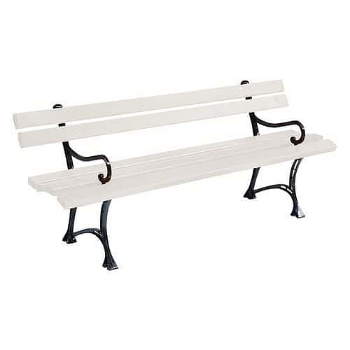 Parková lavička Beauty s opěradlem a područkami, bílá