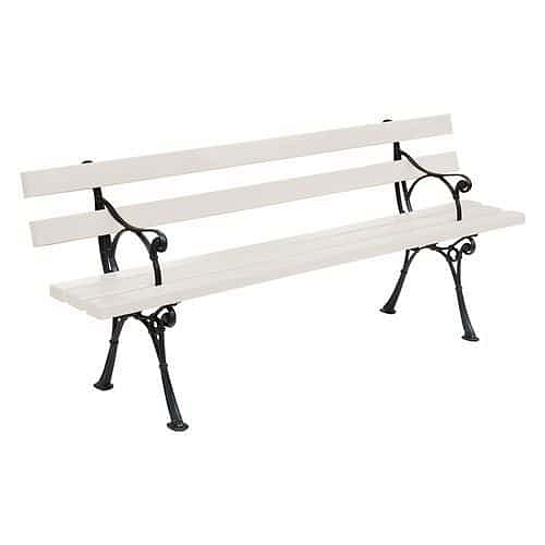 Parková lavička Oriental s opěradlem a područkami, bílá