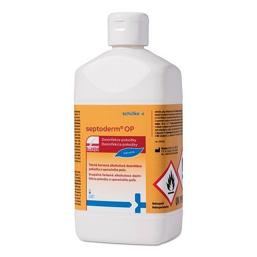 Barvená tekutá alkoholová dezinfekce pro OP Septoderm - 500ml