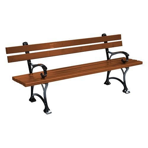 Parková lavička Ornamental s opěradlem a područkami, ořech