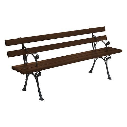 Parková lavička Oriental s opěradlem a područkami, palisandr