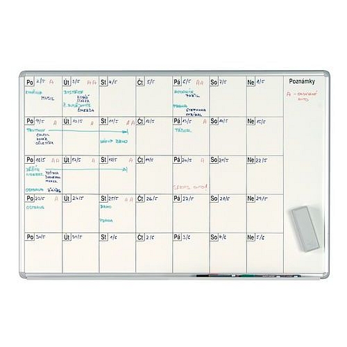 Bílá magnetická plánovací tabule ekoTAB 100 x 70 cm, měsíc