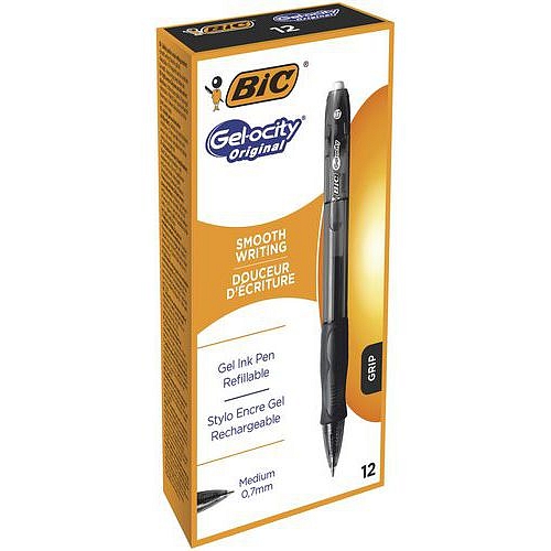 Kuličkové pero Bic Gel-ocity, 12 ks, černé