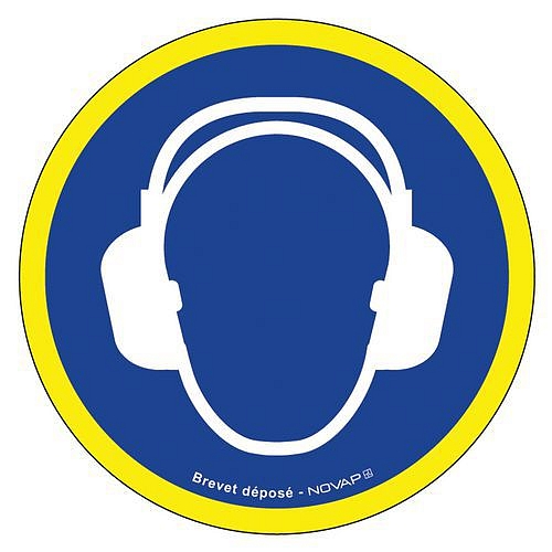 Značka s vysokou viditelností: Noste chrániče sluchu, plast