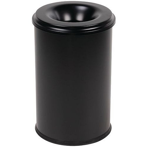 Kovový samozhášecí odpadkový koš Manutan Expert Safe, objem 30 l, černý