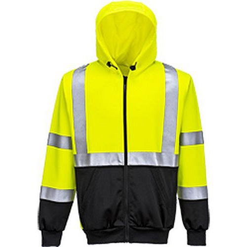 Reflexní mikina Hi-Vis na zip s kapucí, žlutá/černá, vel. S