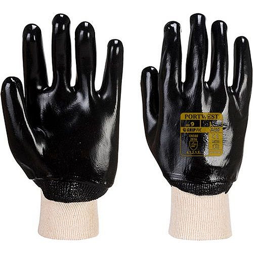 PVC rukavice s nápletem, černá, vel. L