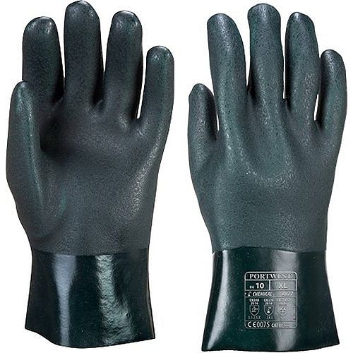 Dvakrát máčené PVC rukavice 27cm, zelená, vel. XL