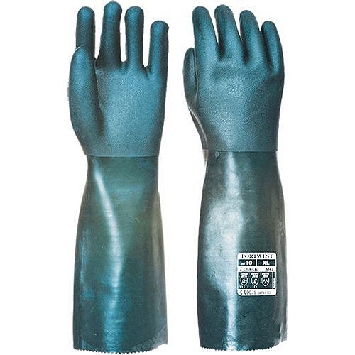 Dvakrát máčené PVC rukavice 45cm, zelená, vel. XL