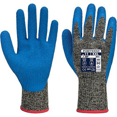Rukavice latexové aramid HR Cut, černá/modrá, vel. L
