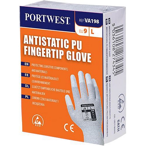 Antistatické rukavice PU Fingertip pro výdejní automat, šedá, vel. S