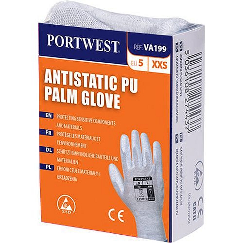 Antistatické rukavice PU dlaň pro výdejní automat, šedá, vel. M