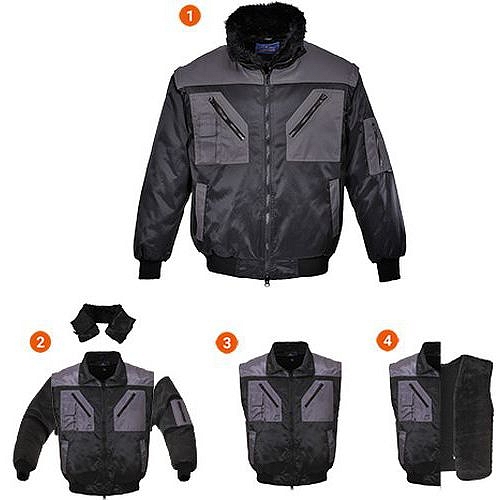 Dvoubarevná bunda Pilot, černá/šedá, vel. M