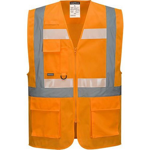 Reflexní vesta Executiv Glowtex Hi-Vis se zipem Ezee, oranžová, vel. XL