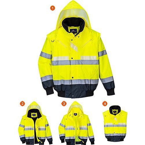 Reflexní nepromokavá bunda Glowtex Hi-Vis 3v1, žlutá/modrá, vel. L