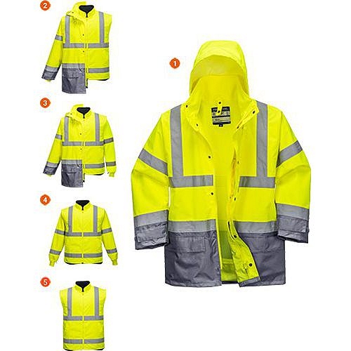 Reflexní nepromokavá bunda Executive Hi-Vis 5v1, žlutá/šedá, vel. L
