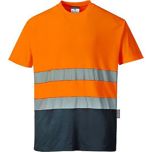 Reflexní tričko s krátkým rukávem Cotton Hi-Vis, oranžové/modré, vel. XXL