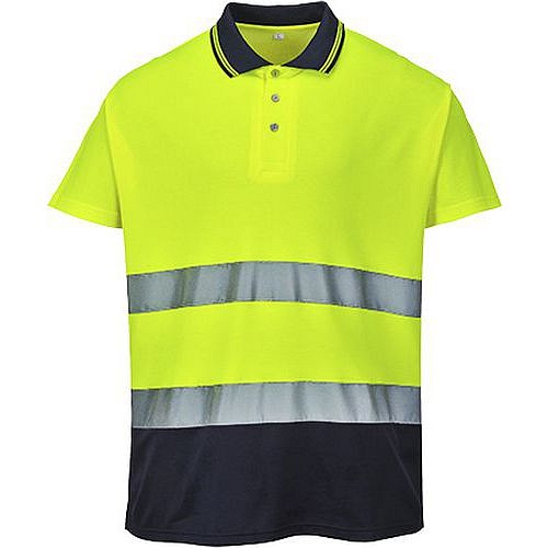 Reflexní polokošile s krátkým rukávem Polo Comfort Hi-Vis, žlutá/modrá, vel. L
