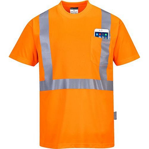 Reflexní tričko s krátkým rukávem Pocket Hi-Vis, oranžové, vel. 4XL