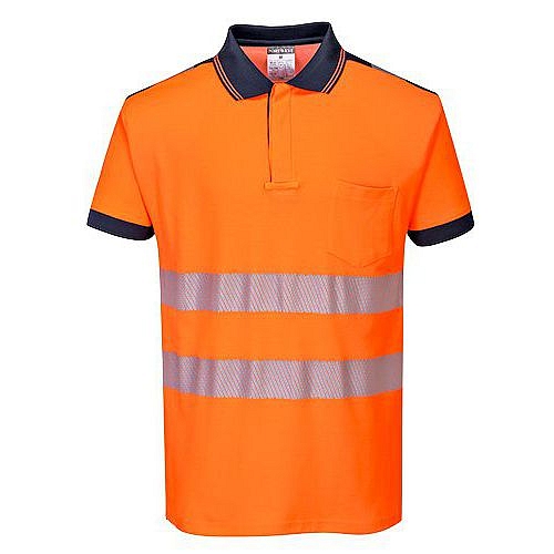 Reflexní polokošile s krátkým rukávem PW3 Hi-Vis, oranžová/modrá, vel. XL
