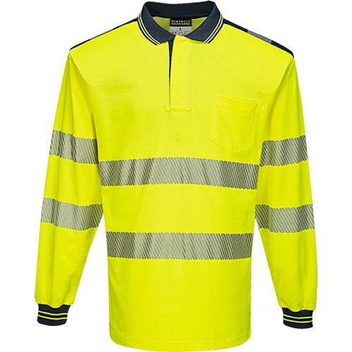 Reflexní polokošile s dlouhým rukávem PW3 Hi-Vis, žlutá/modrá, vel. 4XL