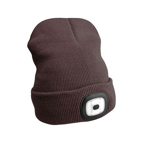 Čepice s čelovkou 180lm, nabíjecí, USB, univerzální velikost, bavlna/PE, hnědá SIXTOL