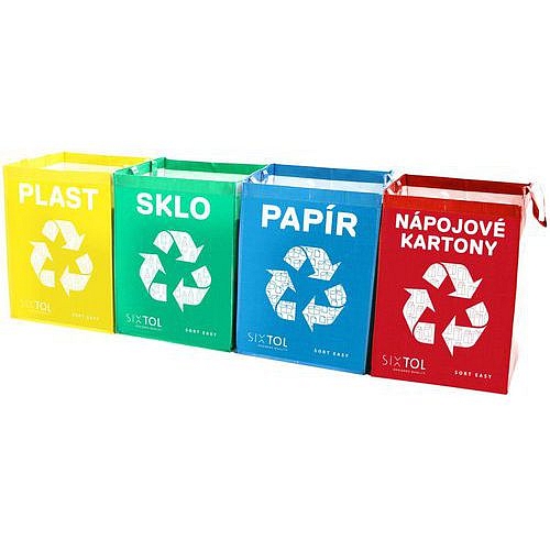 Tašky na tříděný odpad SORT EASY 4 CARTON, 30x30x40cm, 4x36l, 4ks SIXTOL