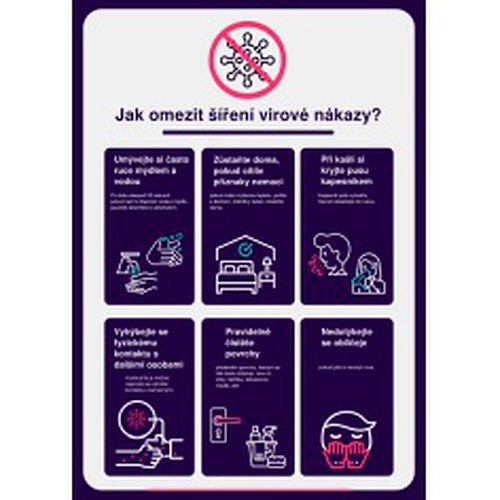 Poster - Plakát k omezení šíření virové nákazy, plast, 297 x 210 x 0,5 mm, A4
