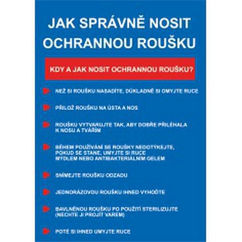 Jak správně nosit roušku, samolepka, 420 x 297 x 0,1 mm, A3