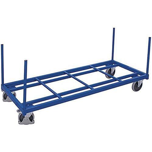 Vozík pro těžké náklady se sloupky, termoplastická kola, 208 x 88 x 93 cm, modrý