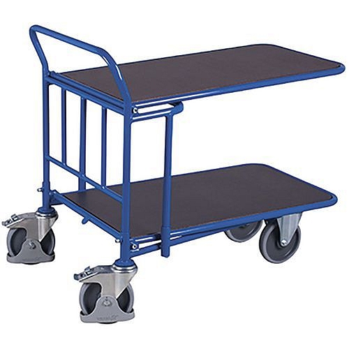Plošinový vozík C + C s protiskluzovým povrchem, 2 police, do 400 kg, 114 x 84 x 100,5 cm, modrý