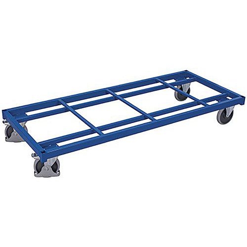 Transportní plošina bez ložné plochy, do 500 kg, modrá, termoplastická kola, 138 x 88 x 30,5 cm