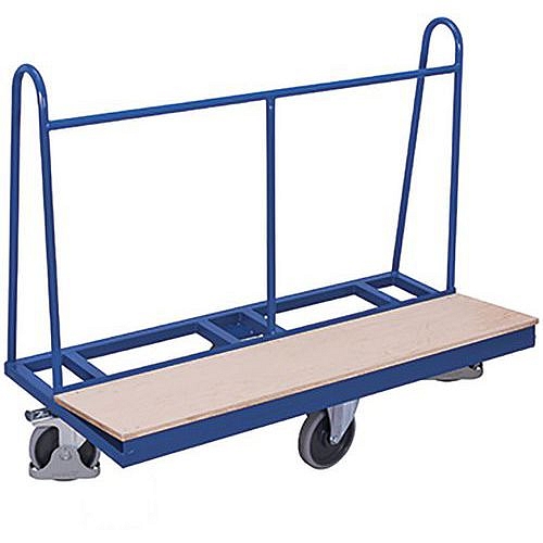 Vozík na rozměrné tabule, do 500 kg, termoplastická kola do kosočtverce, modrý