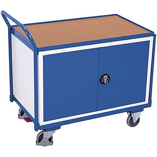 Dílenský vozík se skříňkou, do 250 kg, 112,2 x 62,5 x 101 cm, modrý