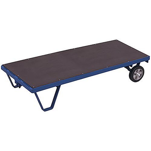 Dvoukolová transportní plošina s protiskluzovým povrchem, do 1 500 kg, modrá, plná kola, 250,5 x 80 x 34 cm