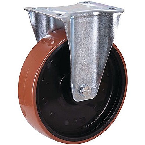 Polyuretanové pojezdové kolo s přírubou, 200 x 50 mm, kuličkové ložisko, pevné