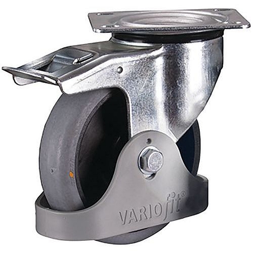 Termoplastické pojezdové kolo s přírubou ESD, 160 x 40 mm, kuličkové ložisko, otočné s brzdou