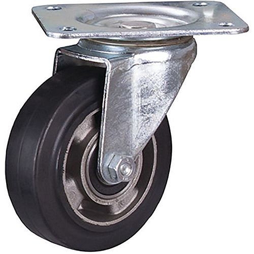 Gumové pojezdové kolo s přírubou, 125 x 40 mm, kuličkové ložisko, otočné