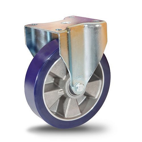 Polyuretanové transportní kolo s přírubou, průměr 160 mm, pevné, kuličkové ložisko