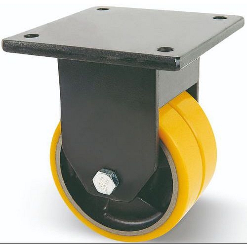 Dvojité polyuretanové transportní kolo s přírubou, průměr 150 mm, pevné, kuličkové ložisko